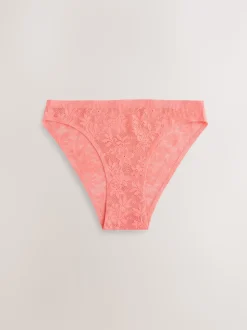 Koraalroze - All-Over Lace No VPL Knickers 3 Pack