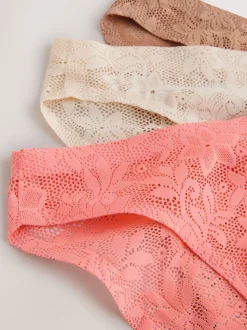 Koraalroze - All-Over Lace No VPL Knickers 3 Pack
