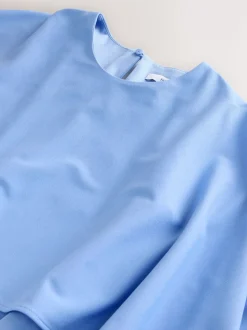 Korenbloemblauw - Lange jurk met cape