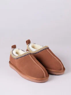Lakeland Leather - Geborduurde pantoffelklompen met schapenvacht voor dames
