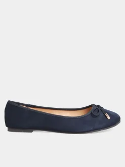 Lange Sally ballerina-imitatiesuèdeachtige pumps met wijde pasvorm