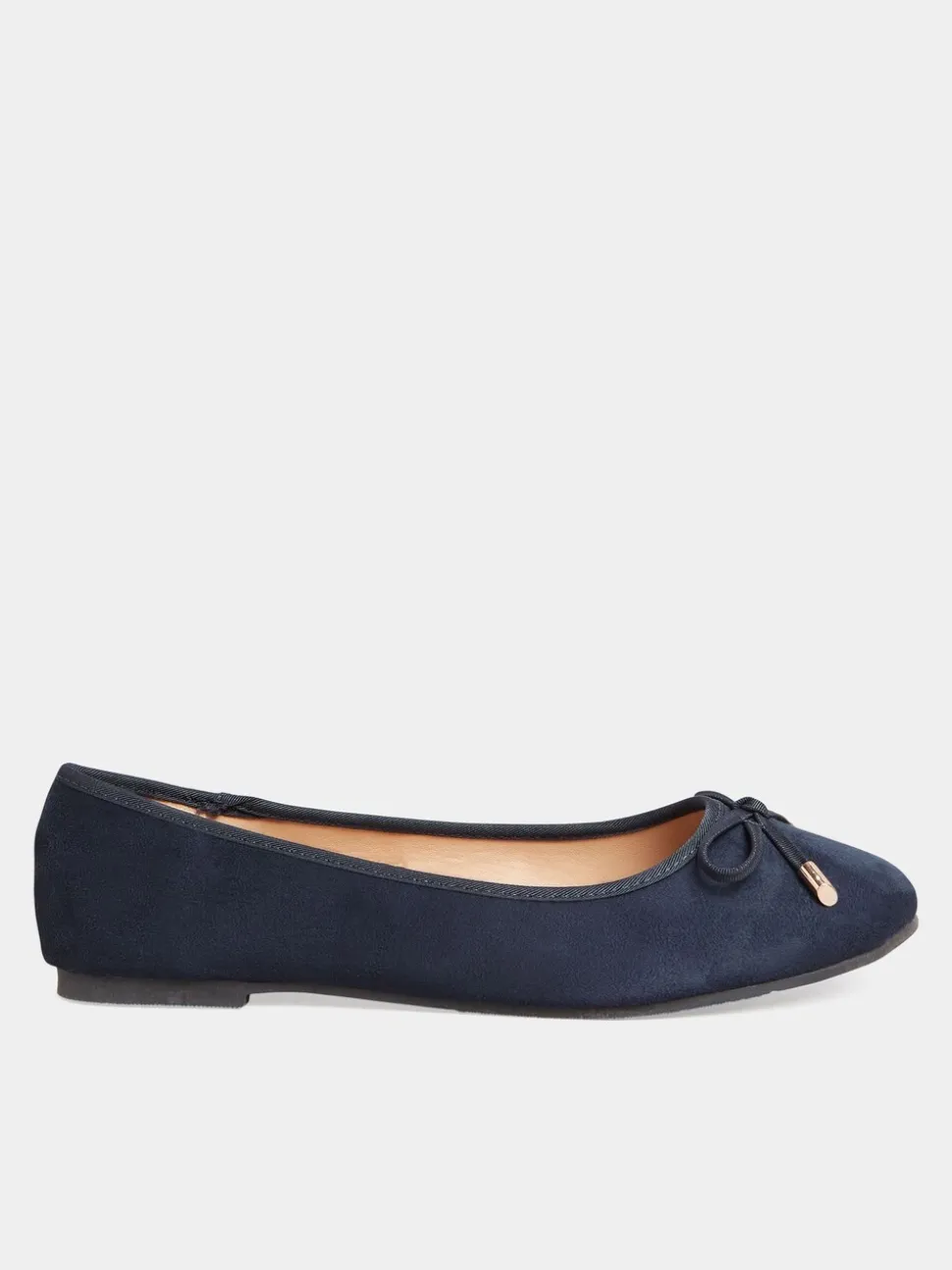 Lange Sally ballerina-imitatiesuèdeachtige pumps met wijde pasvorm