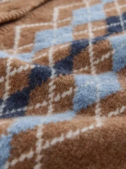 Laura Ashley Argyle Knit Cardigan with A Touch Of Wool