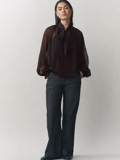 Laura Ashley Chiffon Scarf Bow Blouse