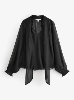 Laura Ashley Chiffon Scarf Bow Blouse