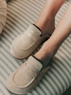 Laura Ashley Cork Footbed Fur Lined Slippers
