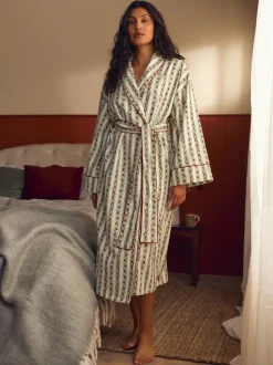 Laura Ashley feestelijke Kerstmis roos Kelbrook gestreepte overslagbadjas