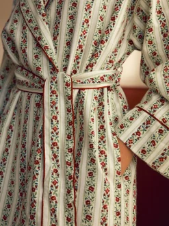 Laura Ashley feestelijke Kerstmis roos Kelbrook gestreepte overslagbadjas