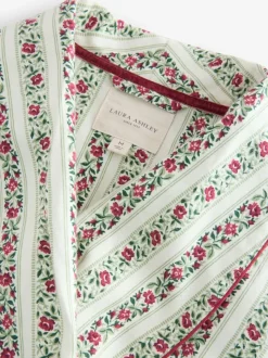 Laura Ashley feestelijke Kerstmis roos Kelbrook gestreepte overslagbadjas