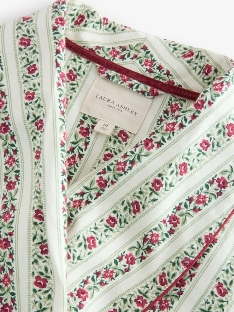 Laura Ashley feestelijke Kerstmis roos Kelbrook gestreepte overslagbadjas