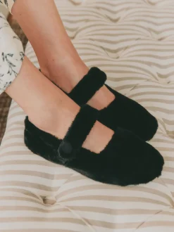 Laura Ashley Mary Jane Cosy Fur Slippers