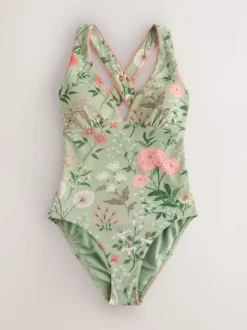 Laura Ashley Textured Plunge Tummy Control Swimsuit