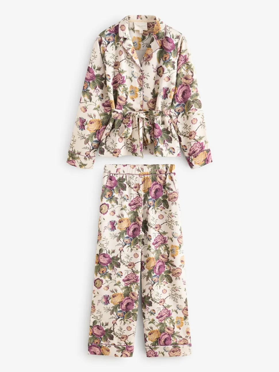 Laura Ashley Uffington Roses Satin Button Through Pyjamas