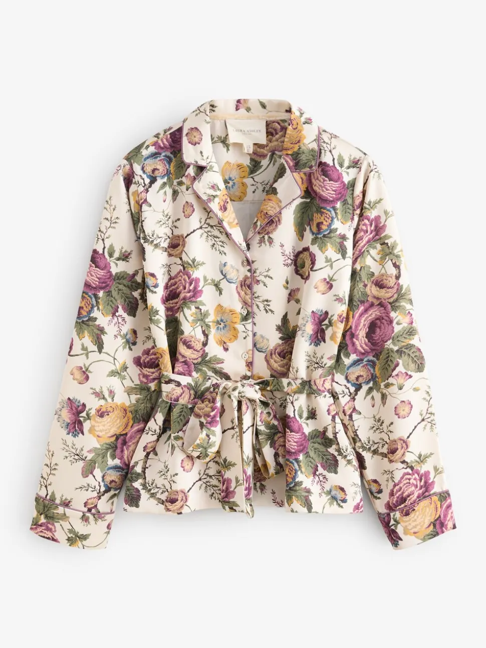 Laura Ashley Uffington Roses Satin Button Through Pyjamas