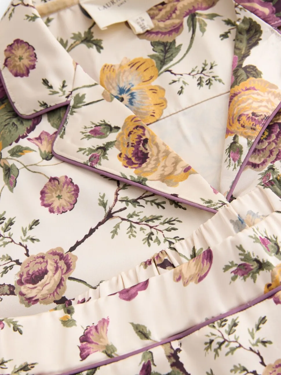 Laura Ashley Uffington Roses Satin Button Through Pyjamas