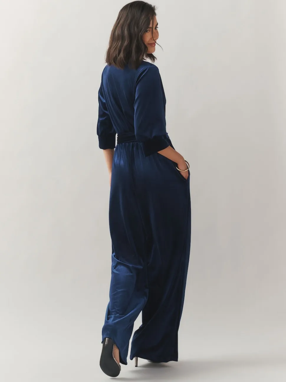 Laura Ashley Velvet Elasticated Waist Wide Leg Party Jumpsuit