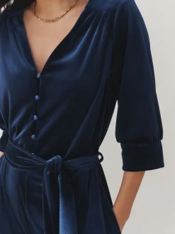 Laura Ashley Velvet Elasticated Waist Wide Leg Party Jumpsuit