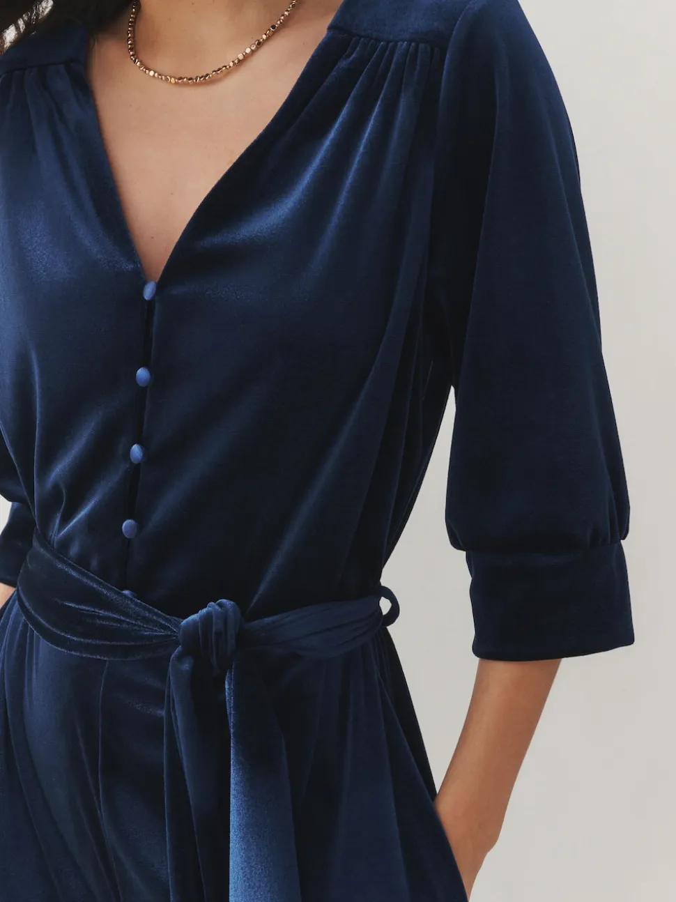 Laura Ashley Velvet Elasticated Waist Wide Leg Party Jumpsuit