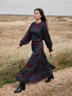 Laura Ashley Viscose Check Co-ord Maxi Skirt