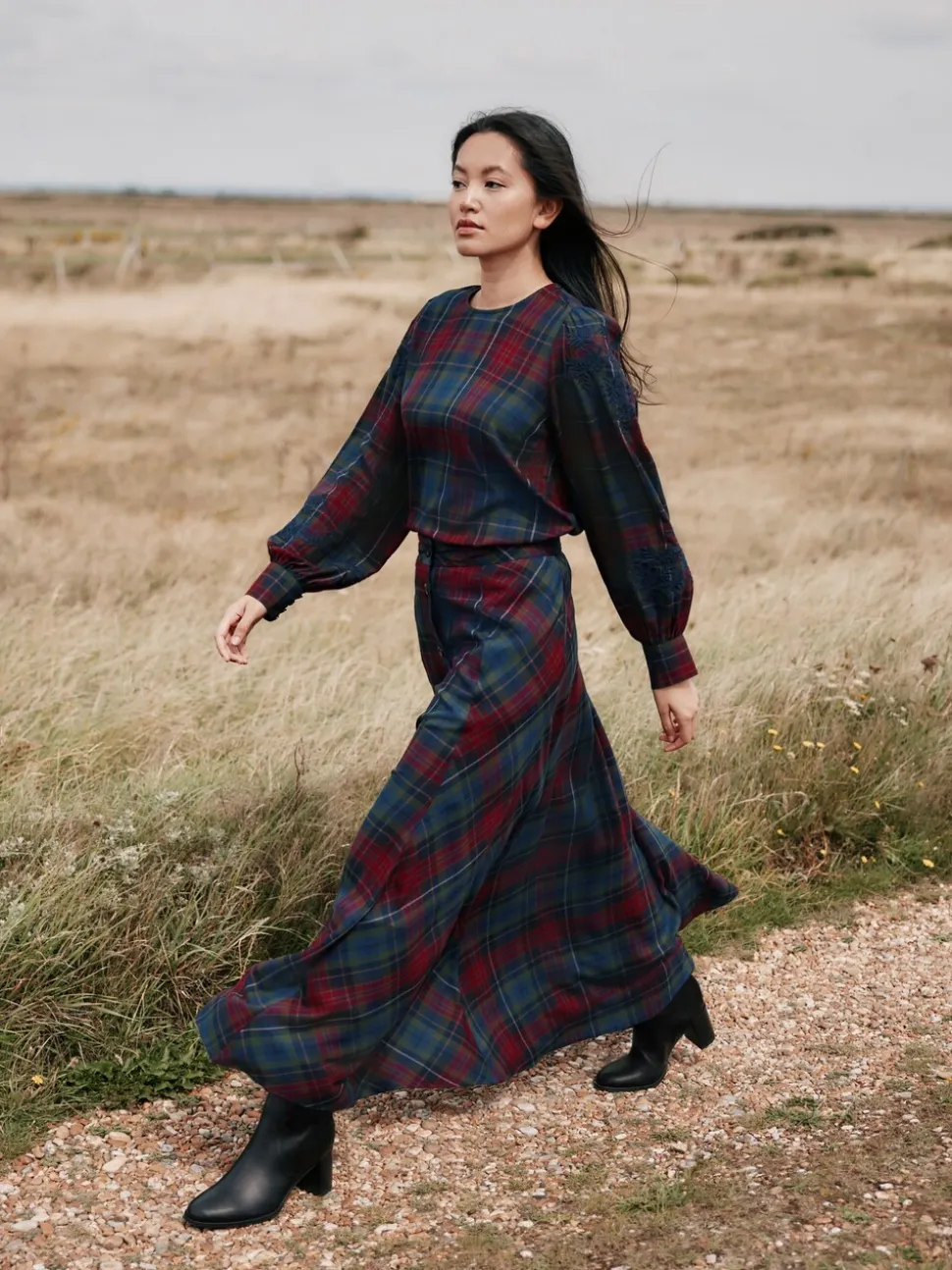 Laura Ashley Viscose Check Co-ord Maxi Skirt