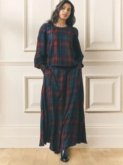Laura Ashley Viscose Check Co-ord Maxi Skirt