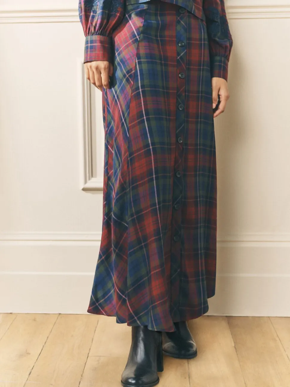 Laura Ashley Viscose Check Co-ord Maxi Skirt