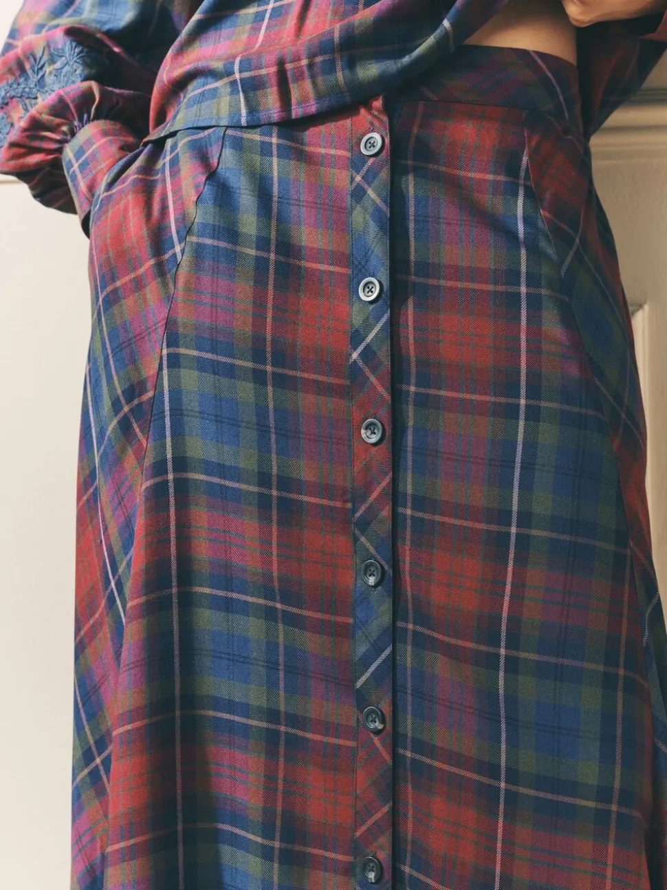 Laura Ashley Viscose Check Co-ord Maxi Skirt