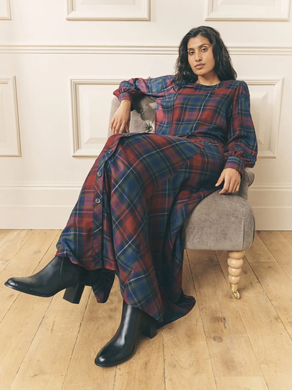 Laura Ashley Viscose Check Co-ord Maxi Skirt