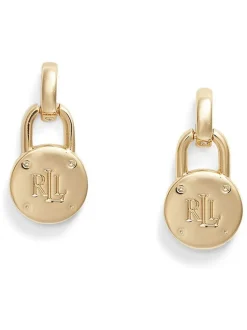 Lauren by Ralph Lauren® oorbellen met goudkleurig logo en hangslot