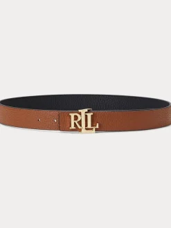 Lauren Ralph Lauren 2,5cm Omkeerbare kiezelkleurige leren riem met logo