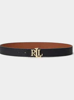 Lauren Ralph Lauren 2,5cm Omkeerbare kiezelkleurige leren riem met logo