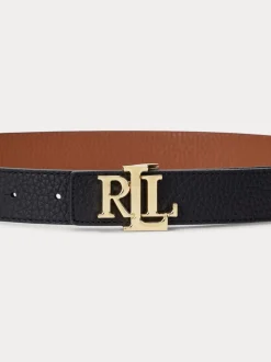 Lauren Ralph Lauren 2,5cm Omkeerbare kiezelkleurige leren riem met logo