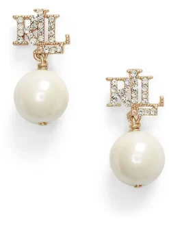 Lauren Ralph Lauren Logo Faux Pearl Drop Earrings