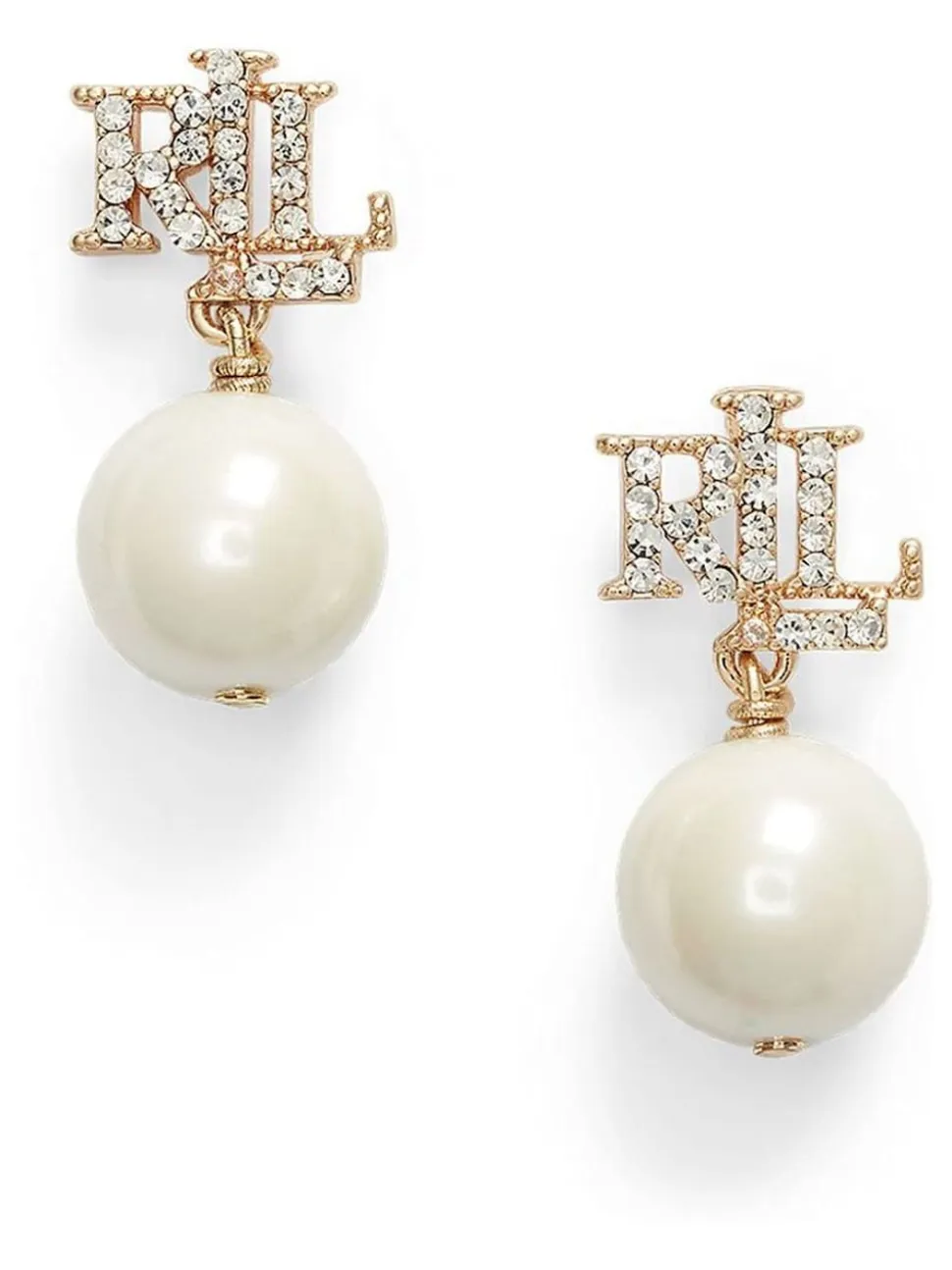 Lauren Ralph Lauren Logo Faux Pearl Drop Earrings