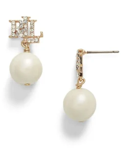 Lauren Ralph Lauren Logo Faux Pearl Drop Earrings