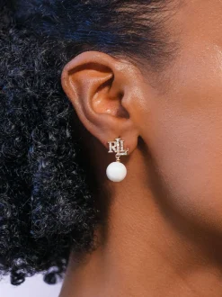 Lauren Ralph Lauren Logo Faux Pearl Drop Earrings