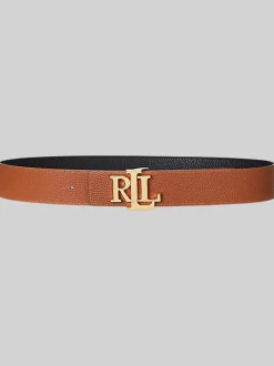 Lauren Ralph Lauren Wide Logo Reversible Pebbled Leather Belt