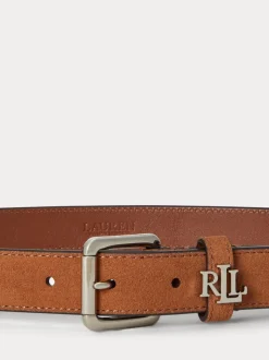 Lauren Tan - Lauren Ralph Lauren 2.5cm Skinny Logo-Keeper Leather Belt