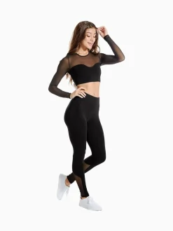Legging met hoge taille en mesh inzetstuk
