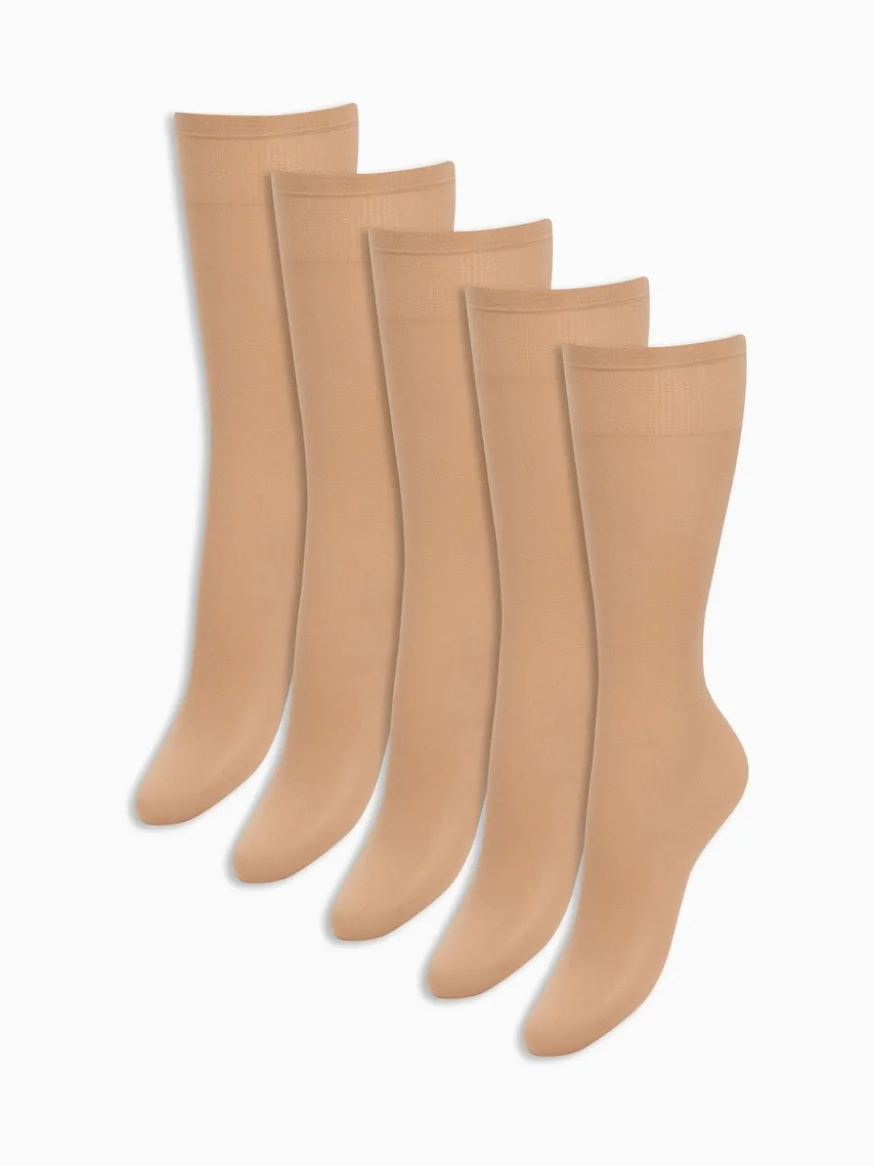 Licht beige - 20 Denier kniehoge sokken set van 5