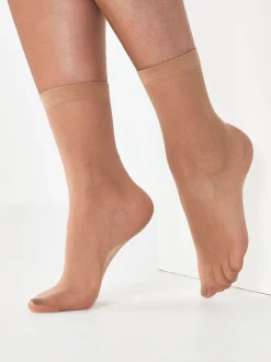 Licht beige - 5 Paar 20 denier enkelsokken