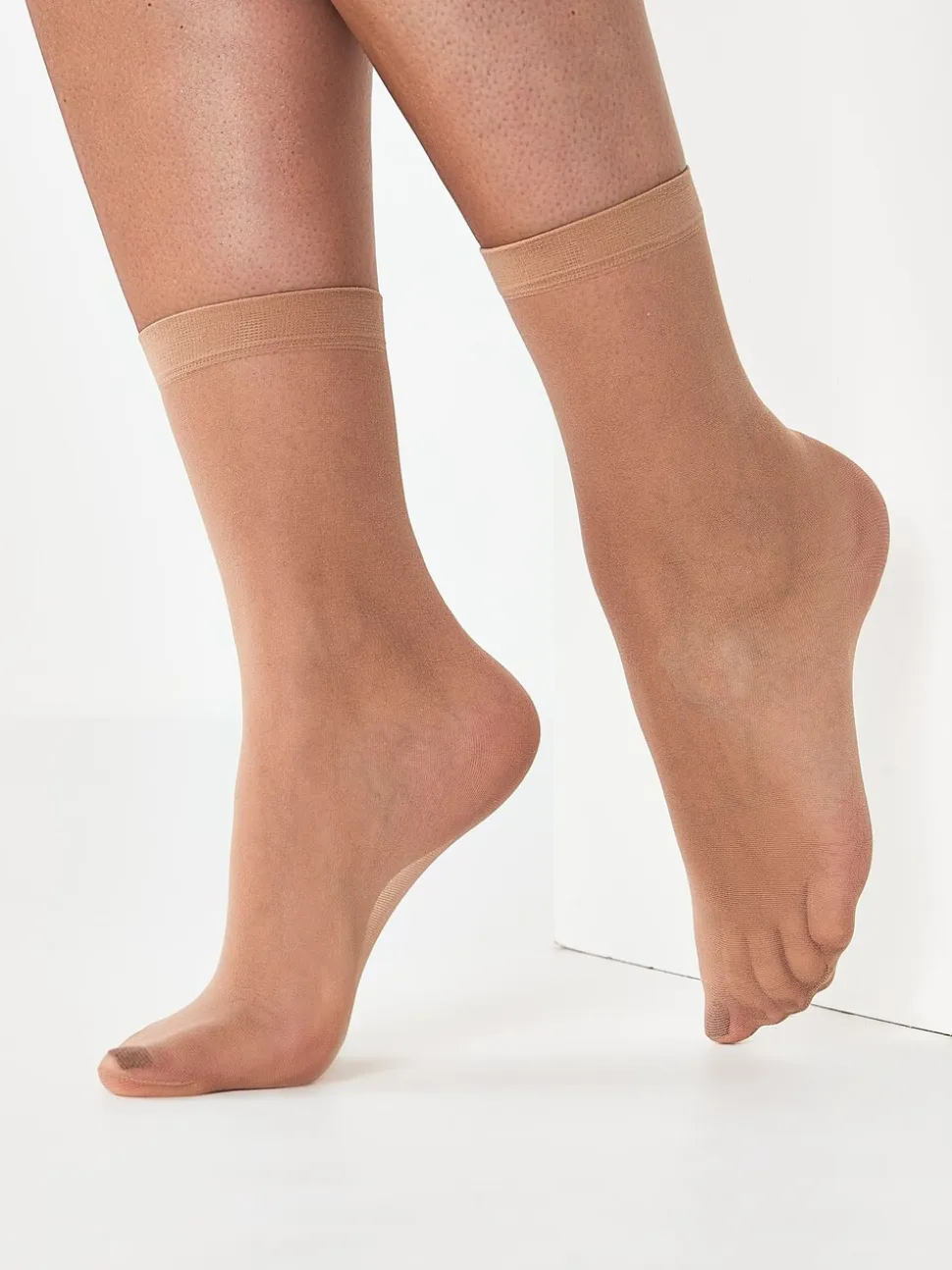 Licht beige - 5 Paar 20 denier enkelsokken