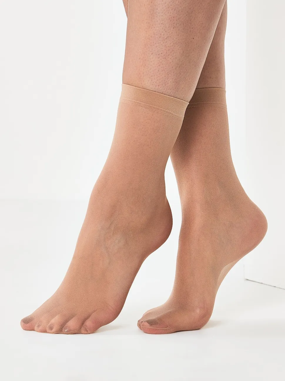 Licht beige - 5 Paar 20 denier enkelsokken