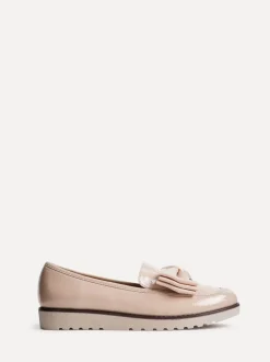 Licht beige - Linzi Cathy loafers met plateauzool en grote strik