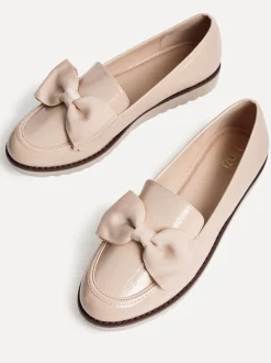 Licht beige - Linzi Cathy loafers met plateauzool en grote strik