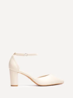 Licht beige - Linzi Leona pumps met blokhak en dichte hiel