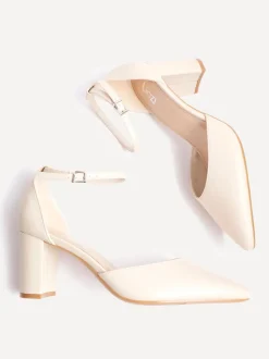 Licht beige - Linzi Leona pumps met blokhak en dichte hiel