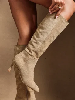 Licht beige - Linzi Rush Pointed Toe High Leg Stiletto Boots