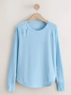 Lichtblauw - Active Crew Neck Long Sleeve T-Shirt