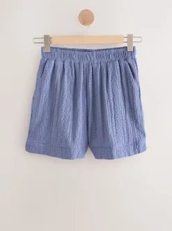 Lichtblauw - Broderie vakantieshorts